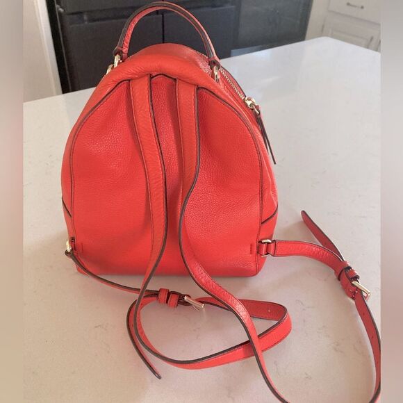 Kate Spade New York Jackson Backpack Coral Orange Pink Leather Mini Day Bag - Picture 3 of 11